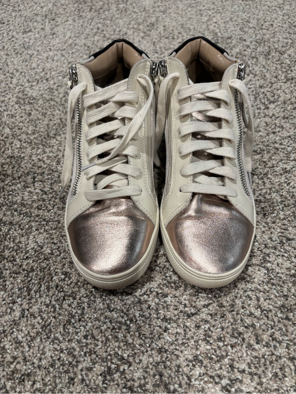 Women’s Metallic Toe High-Top Sneakers - Cream and Rose Gold by Blondo